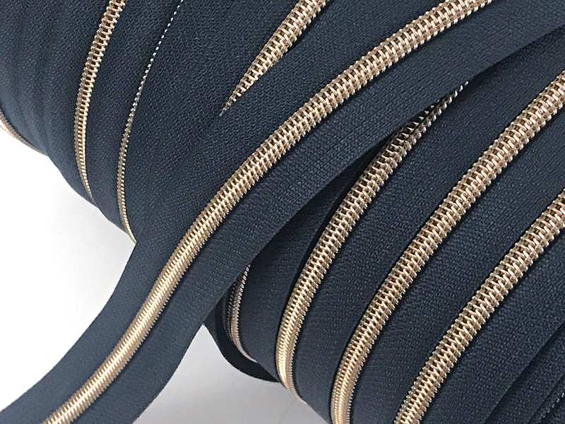 Reissverschluss endlos, metallisiert Altmessing, Dunkelgrau – Bild 2