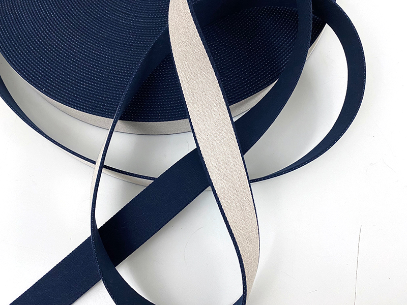 Gurtband Doubleface Sand Navy (recycled yarn), 35mm