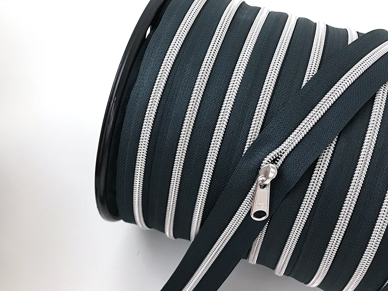 Reissverschluss endlos, metallisiert Silber, Dunkelgrau – Bild 3