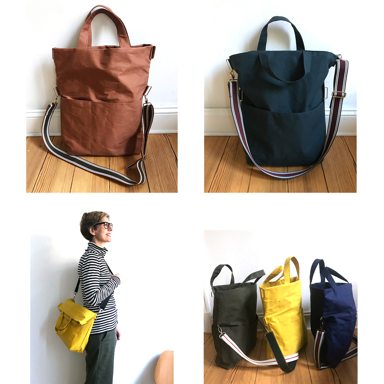 Fold and Go Bag Nähpaket, Organic Dry Oilskin Lilac & Designerleftover Colorful Abstract, 1000stoff – Bild 4