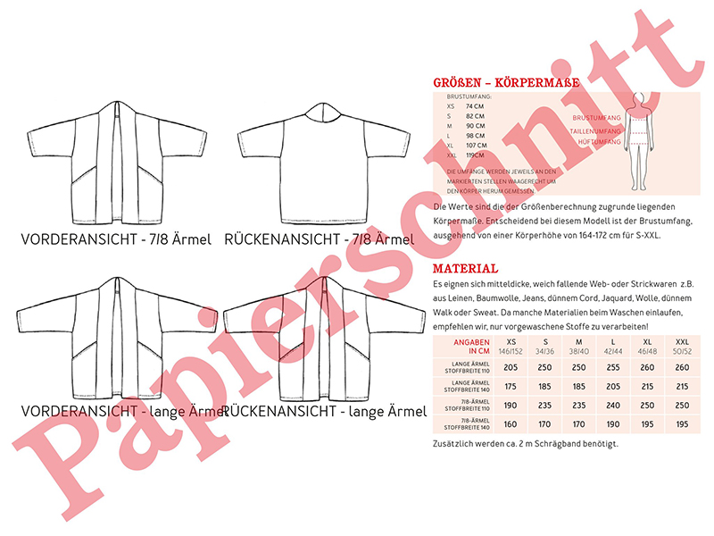 Schnittmuster Frau Sina, Kimonojacke, studioschnittreif – Bild 3
