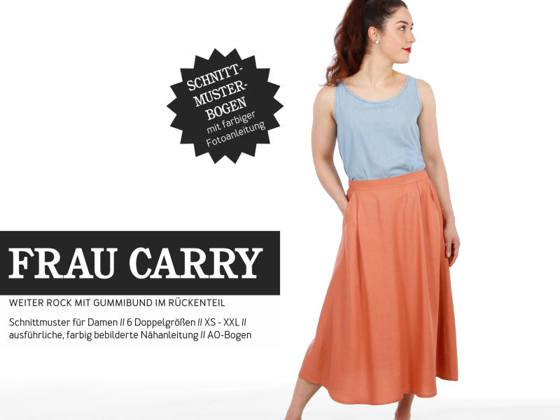 Schnittmuster Frau Carry, weiter Midirock, studioschnittreif