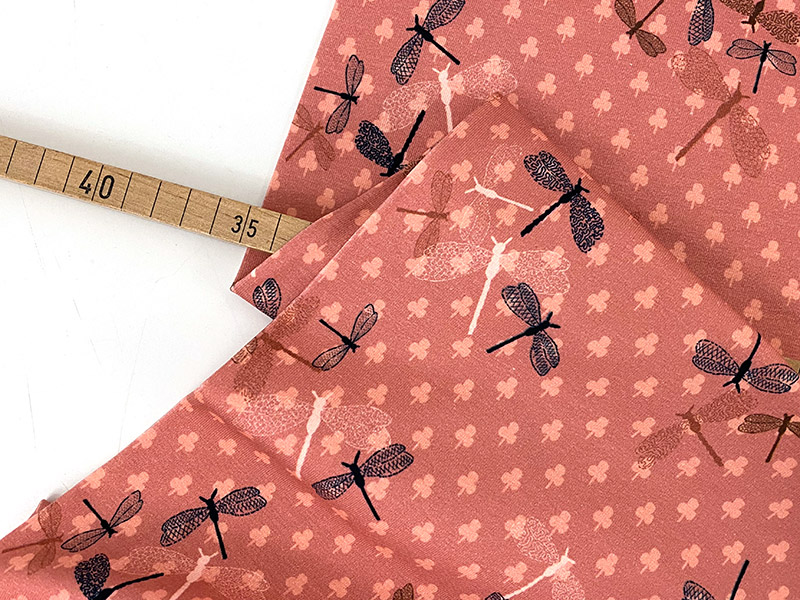 Baumwolljersey Libellen, Altrosa