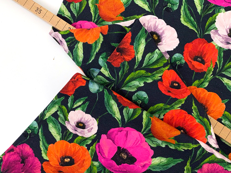 Baumwollterry Mohn – Bild 2