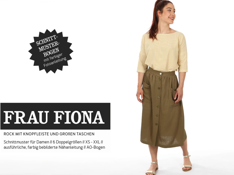 Schnittmuster Frau Fiona, Rock mit Knopfleiste, studioschnittreif