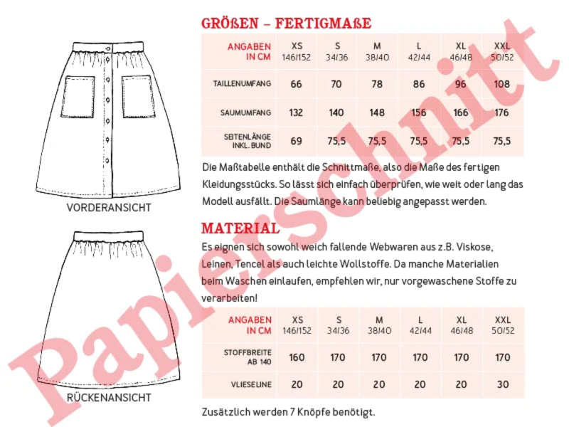 Schnittmuster Frau Fiona, Rock mit Knopfleiste, studioschnittreif – Bild 2