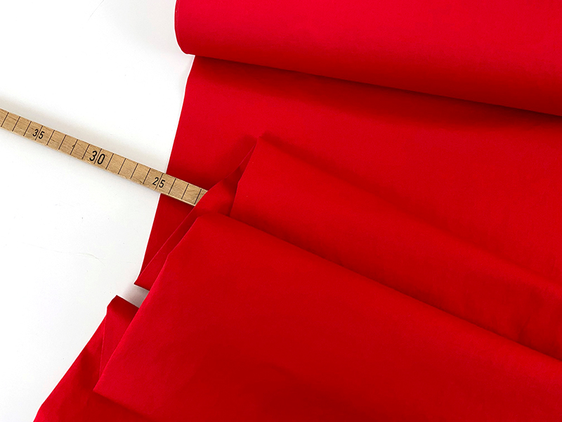 Reststück!!! 1,15m Popeline Papertouch washed Stretch, Rot – Bild 2