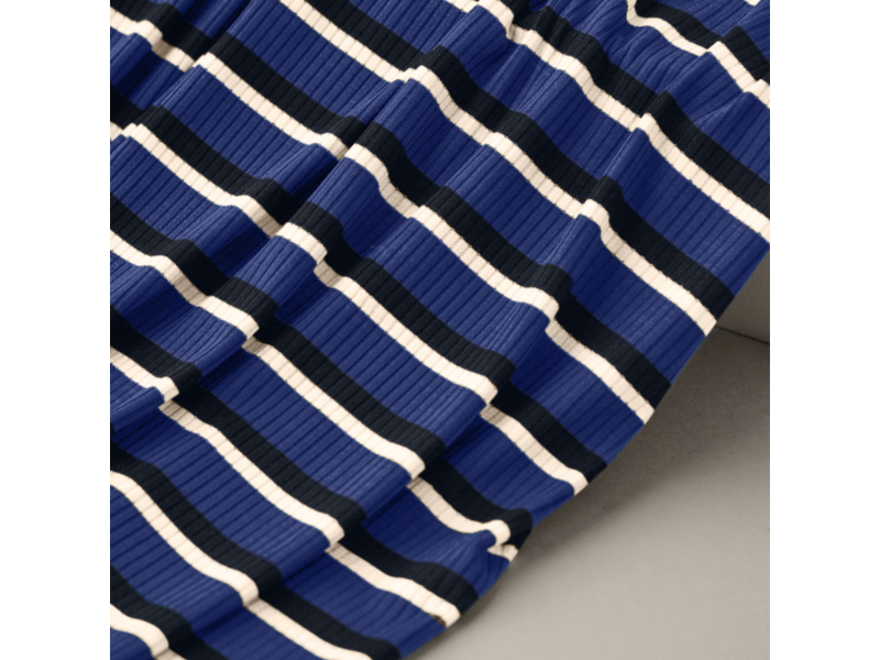 Reststück! 0,90m Derby Stripe Jersey, Tencel MeetMILK, Lapis