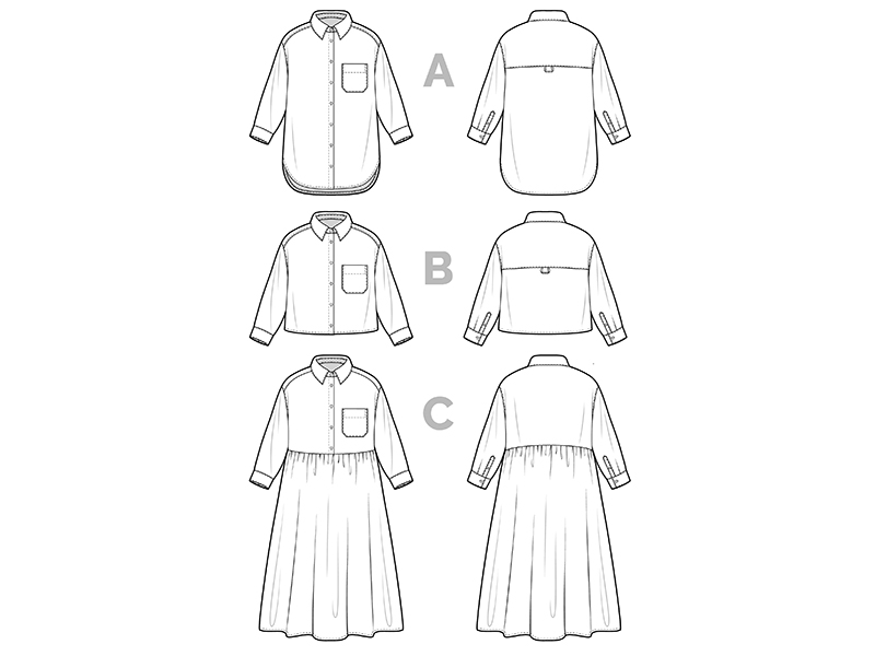 Jenna Shirt & Shirt-Dress, Closet Core Patterns, Papierschnittmuster – Bild 3