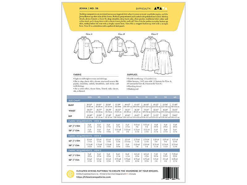 Jenna Shirt & Shirt-Dress, Closet Core Patterns, Papierschnittmuster – Bild 2