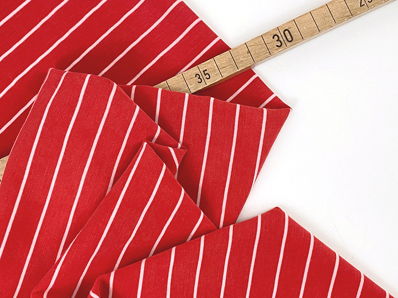 Modaljersey Streifen, Rot