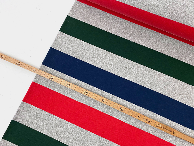 Reststück!!! 0,55m Designerleftover French Terry Baumwolle, Streifen – Bild 3