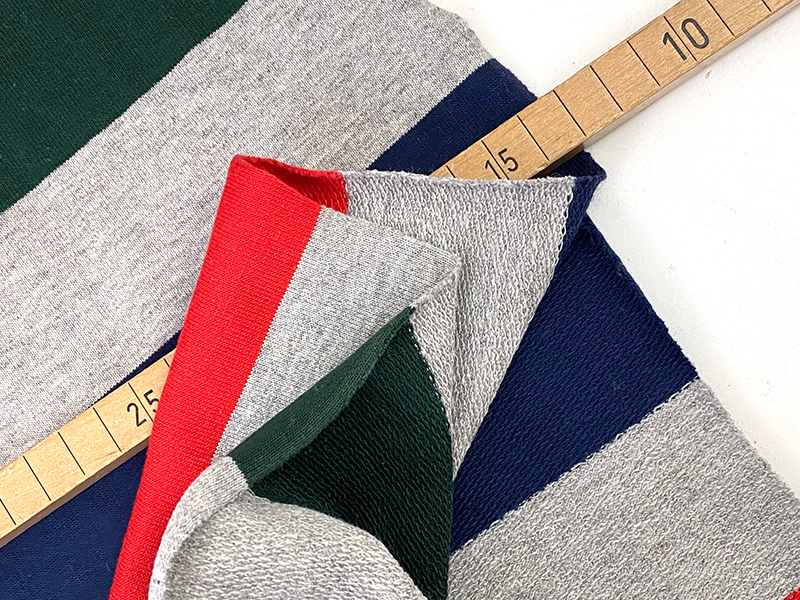 Reststück!!! 0,55m Designerleftover French Terry Baumwolle, Streifen – Bild 2