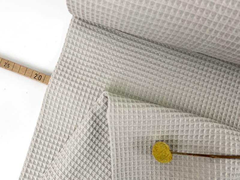 Waffelpiqué Baumwolle Kreide / Ecru