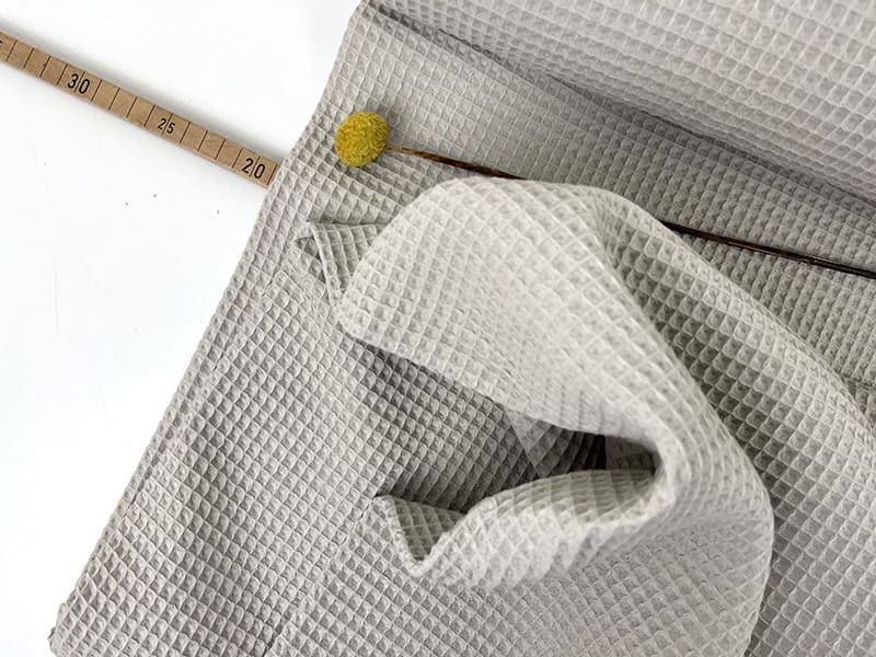 Waffelpiqué Baumwolle Kreide / Ecru – Bild 3