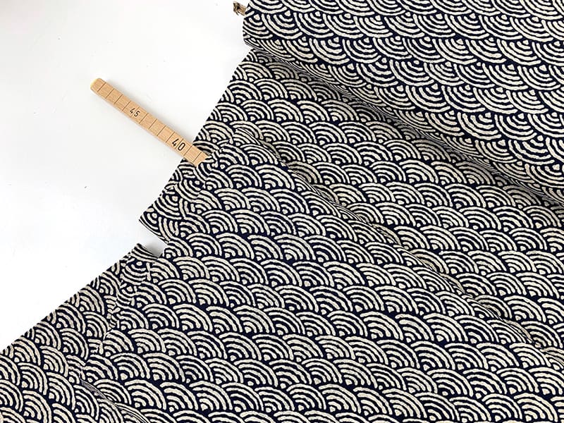 Saigaiha Wave Navy, Muraito Baumwollstoff Japan – Bild 2