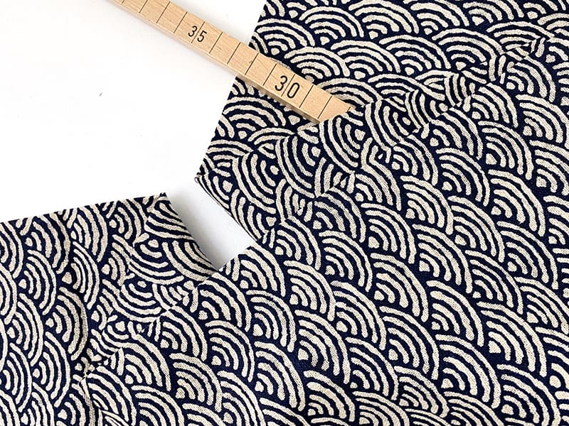 Saigaiha Wave Navy, Muraito Baumwollstoff Japan