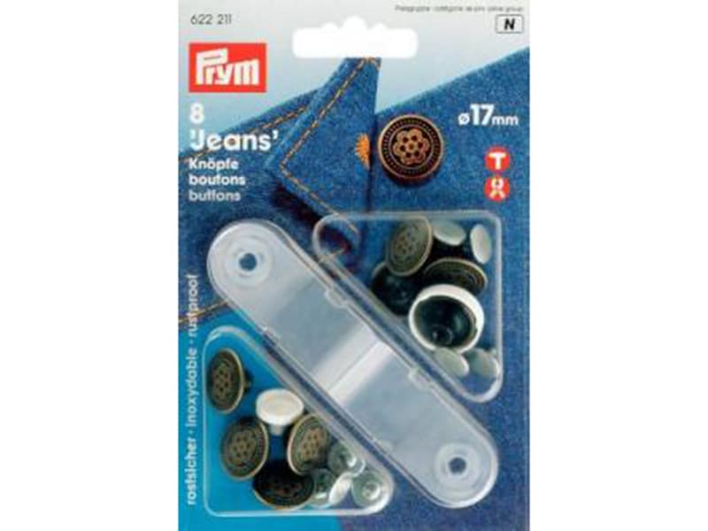 Prym Jeans Knöpfe Blume, 17mm, Altmessing