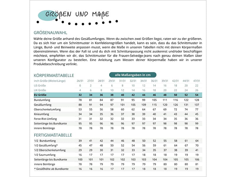 SmartPattern "Frauen Selvedge Jeans HJ06", Papierschnittmuster – Bild 4