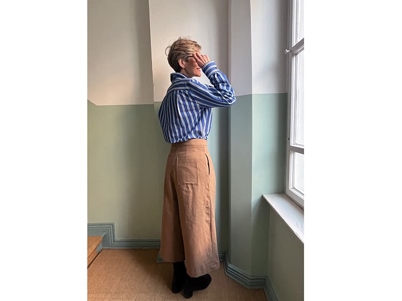 Reststück!!! 0,55m Designerleftover Baumwolle Viskose in Hosenqualität, Cognac – Bild 5