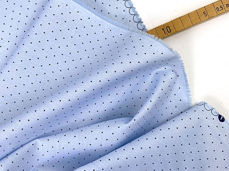 Reststück!!! 0,25m Designerleftover feine Popeline Jacquard mit Pünktchen, Hellblau