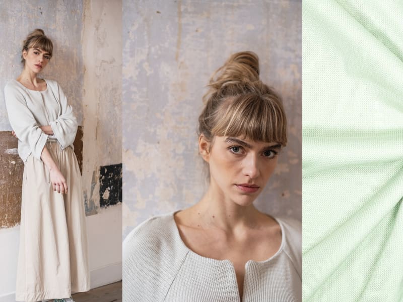 Cotton Modal Waffle Knit, Light Green, Fibre Mood