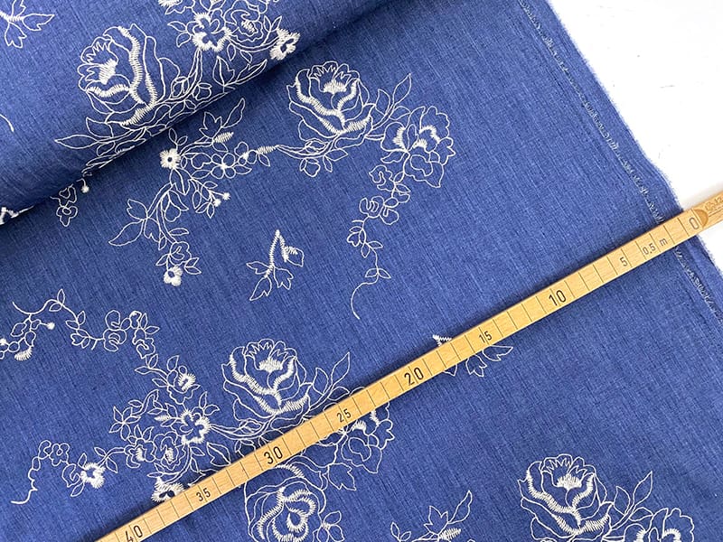 Cotton Embroidery Chambray, Jeansblau – Bild 2