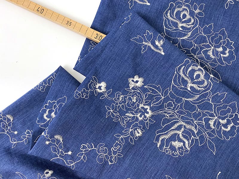 Cotton Embroidery Chambray, Jeansblau