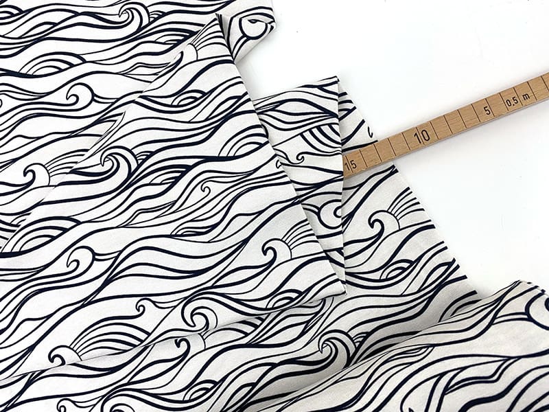 Baumwolljersey "New Waves" Salt and Sunshine by Käselotti, Offweiß