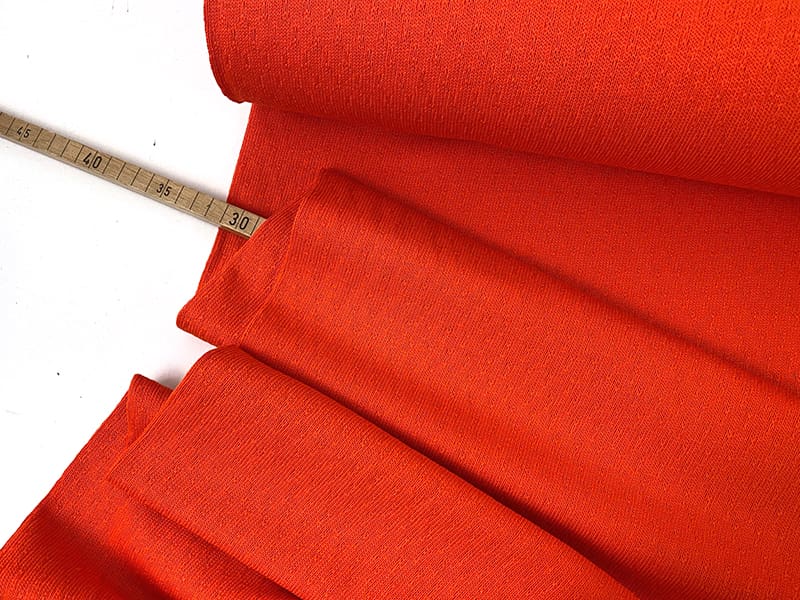 Baumwoll Jacquardstrick mit feinem Muster, Orangerot – Bild 2