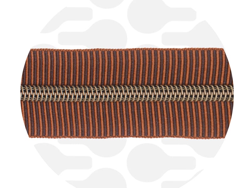 Zipper Zoo Nylon Spirale Striped Toffee, Antique Brass