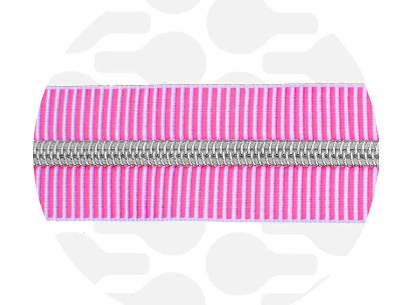 Zipper Zoo Nylon Spirale Striped Magenta, Nickel