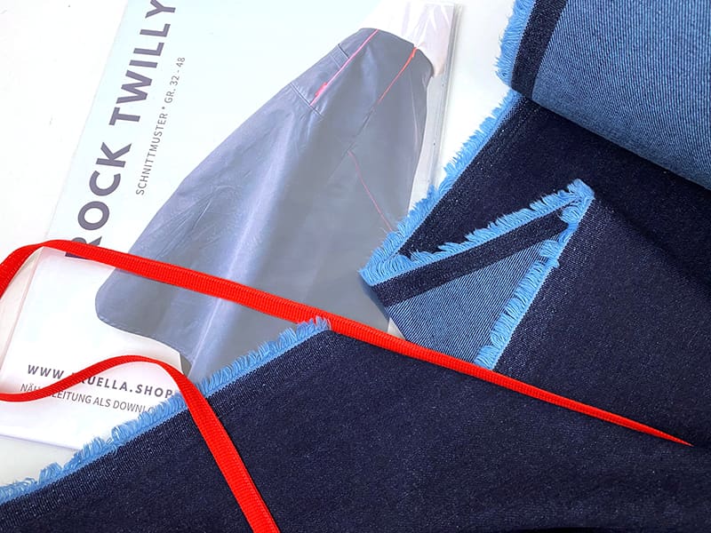 Nähpaket **1000Stoff Rock Twilly von Prülla** Designerdenim Aberdeen