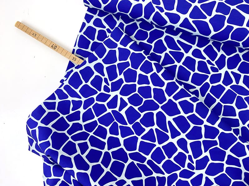 Woven Cotton Popeline Giraffe, Kobalt