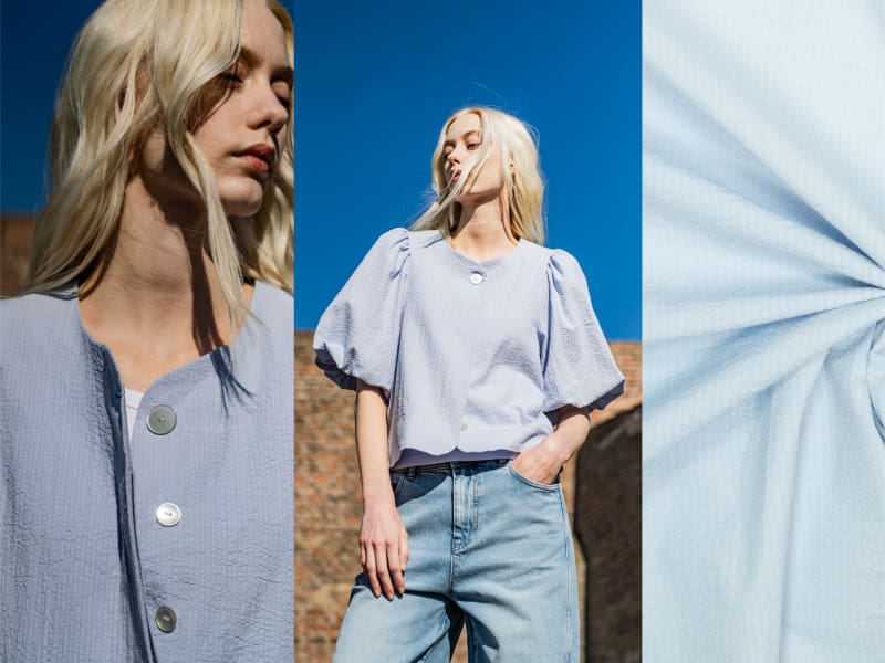 Woven Cotton Seersucker, Light Blue, Fibre Mood