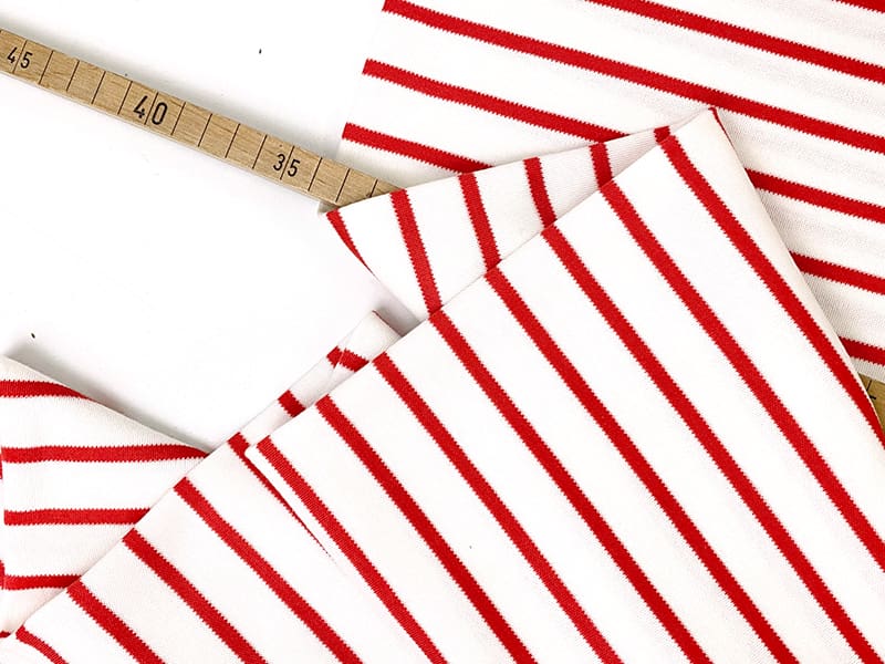 Interlockjersey Streifen 100% Bio Baumwolle, Weiß Rot – Bild 2