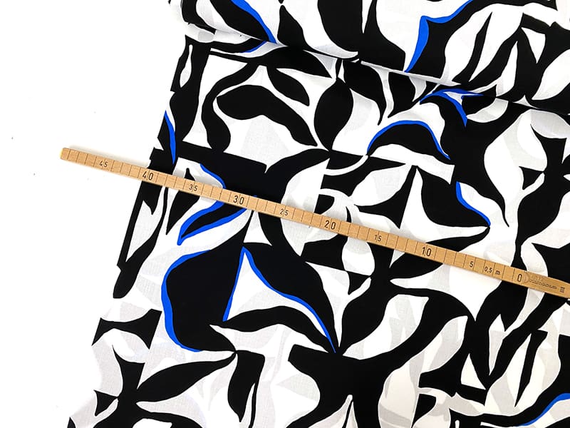 Viskosewebstoff Floral Abstract, Schwarz Weiß Blau, Ecovero – Bild 2