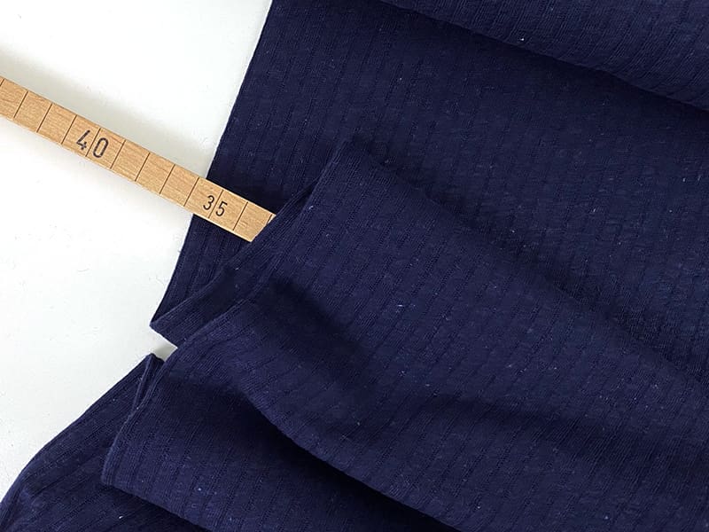 Baumwolle Leinen Rippenstrick Jersey, Navy