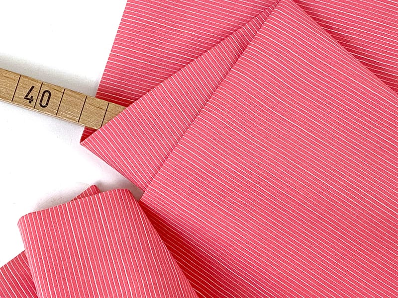 Designerleftover Sommerbaumwolle feinste Streifen, Koralle – Bild 3
