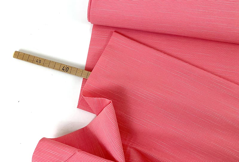 Designerleftover Sommerbaumwolle feinste Streifen, Koralle – Bild 2