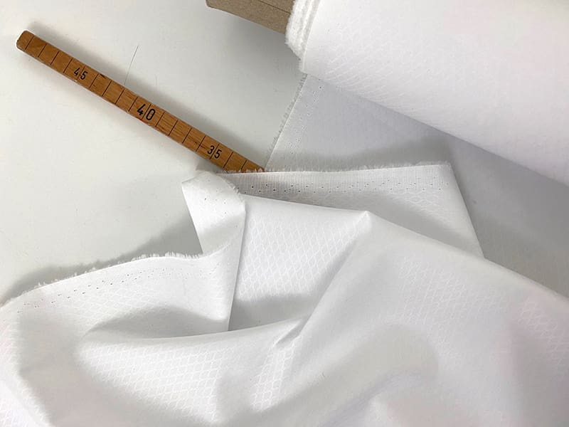 Designerleftover feine Popeline Jacquard Raute, Weiß – Bild 2