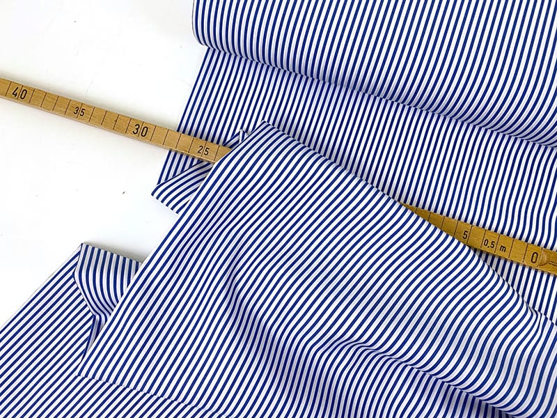 Reststück!!! 0,45m Designerleftover Popeline Streifen, Azur Weiß – Bild 3