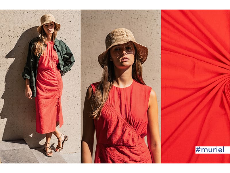 Woven Viskose Crinkle, Summer Red, Fibre Mood