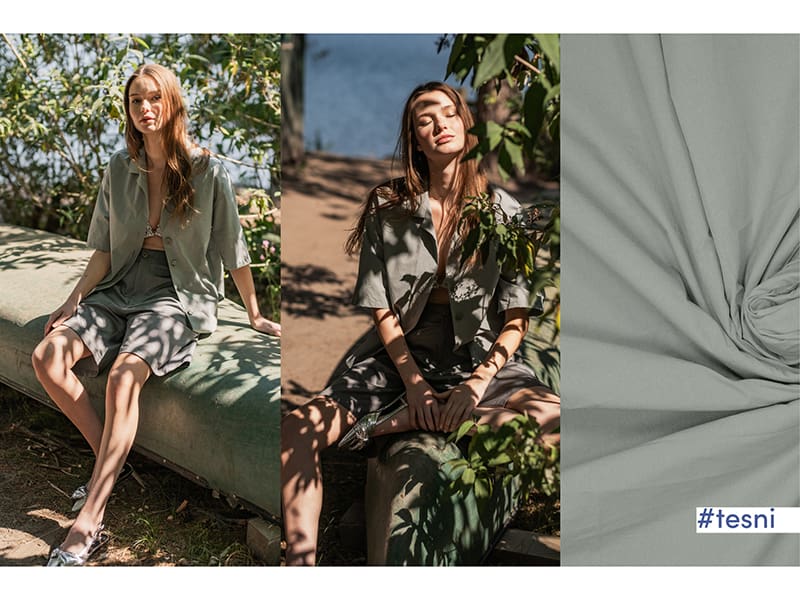 Reststück 0,70m Cotton Poplin Stone Washed, Greygreen, Fibre Mood