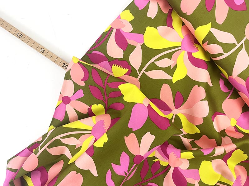 Cotton Satin Cloverdale by Nerida Hansen, Moss Green