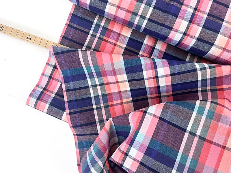 Cotton Yarn Dyed Check, Dark Coral