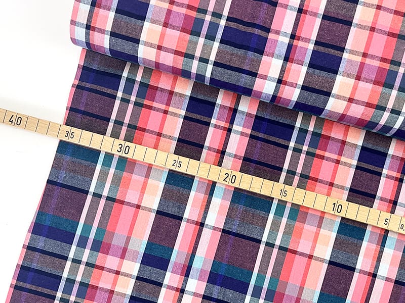 Cotton Yarn Dyed Check, Dark Coral – Bild 2