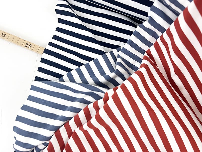 Cotton Jersey Yarn Dyed Streifen, Navy Weiß – Bild 3