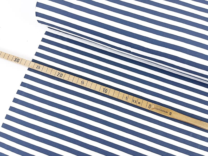 Cotton Jersey Yarn Dyed Streifen, Denim Weiß – Bild 3