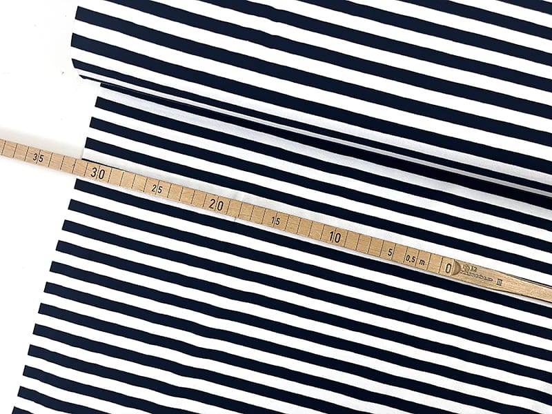 Cotton Jersey Yarn Dyed Streifen, Navy Weiß – Bild 2